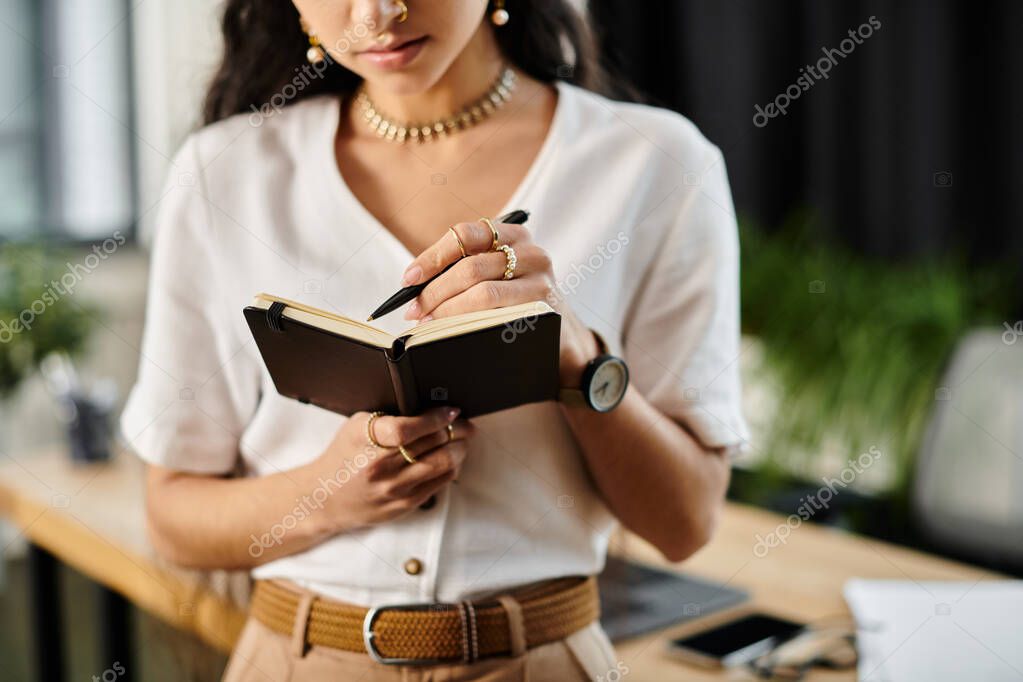 Corsista che prende appunti su un quaderno durante una lezione di scrittura